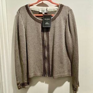 (3) St. John Coll. Office Siren Work Minimalist Capsule Wool Zip Up Cardigan 10